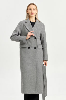 Пальто женское демисезонное 26102 (серый/ёлочка)