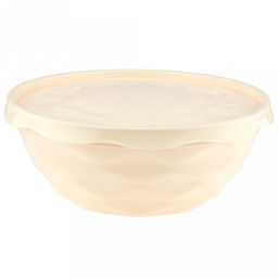 Салатник пластмассовый Modena 4л, д28,4см, h10,6см, с крышкой, пищевой полипропилен, светло-бежевый (Россия) - Домашняя мода фото 2