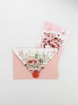 Цена за 5 шт. Конверт для денег с открыткой и наклейкой «Нежные цветы», тиснение, акварельный картон, 16 х 11 см