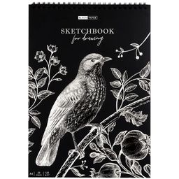 Скетчбук А4 20л., 120г/м, черная бумага, тв. обл на спир. "Black line. Bird" (SkA420_38360, ArtSpace)
