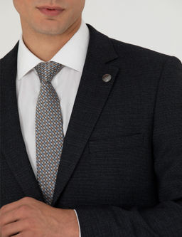 Lacivert Ex. Slim Fit Y_n Kar___ml_ Tak_m Elbise