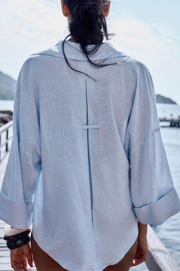 WIDE-SLEEVE LINEN BLEND SHIRT - Zara фото 21