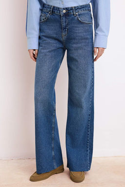 Gri Yuksek Bel Az Esnek Wide Leg Uzun Boy Jeans TWOSS26JE00119 - Trendyolmilla фото 7