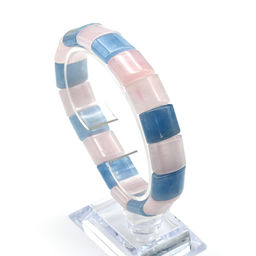 Браслет из розового кварца и аквамарина сегмент 15*12мм