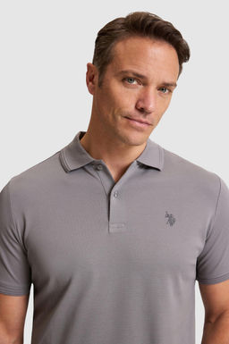 Erkek Gri Regular Fit Polo Yaka Basic Ti__rt