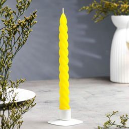 Цена за 2 шт. Свеча витая, 2.3×24.5 см, 5 ч, 50 г, жёлтая