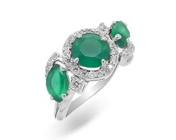 Кольцо из серебра зеленый агат, Ю-100М23