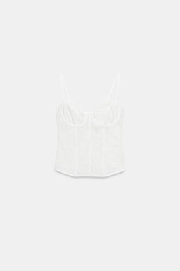 TOP CORSETERO ENCAJE / Blanco roto - Zara фото 4