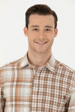 Мужская рубашка песочного цвета с длинным рукавом - U.s. polo assn фото 2