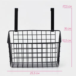 Корзина подвесная на шкаф или дверцу Доляна, 26×13.5×17 см, чёрная