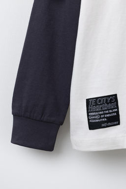 DOUBLE-SLEEVE T-SHIRT WITH CONTRAST SLOGAN - Zara фото 4