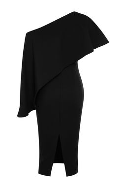 Siyah Vucuda Oturan Pelerin Detayl? Dokuma S?k Abiye Elbise TPRSS24EL00118 - Trendyolmilla фото 7