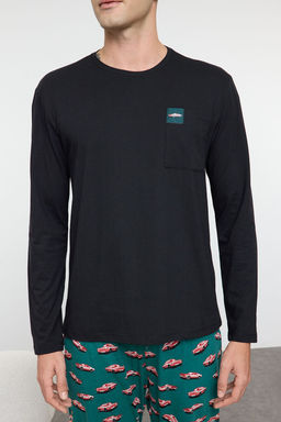 Trendyolmilla Man Siyah Regular Fit Araba Bask?l? Orme %100 Pamuklu Pijama Tak?m? TMNAW25PT00011  фото 3