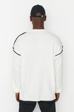 TRENDYOL MAN Siyah Oversize Bisiklet Yaka Biye Detayl? Triko Kazak TMNAW22KZ0142 - Trendyolmilla фото 5