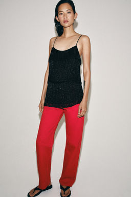 TOP DRAPEADO ABALORIOS ZW COLLECTION / Negro