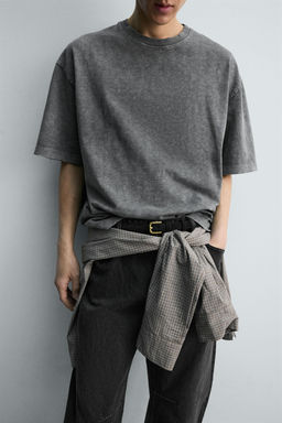 CAMISETA RELAXED FIT ESTRUCTURA FLAM? LAVADO / Antracita oscuro - Zara фото 14