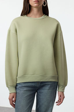 Mint Kal?n Ici Polarl? Regular/Normal Kal?p Bisiklet Yaka Basic Orme Sweatshirt TWOAW24SW00101