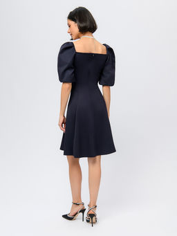 Платье синего цвета длины мини с объемными рукавами - 1001dress фото 3