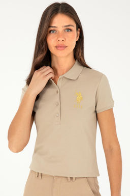 Женская базовая футболка светло-хаки - U.s. polo assn фото 3