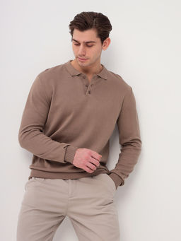 Джемпер мужской с воротником поло GREG G128-AC155 (бежевый)  фото 6