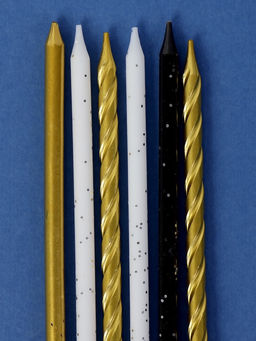 Цена за 2 шт. Свечи в торт Праздничное волшебство, 6 шт, белый, черный, золотой - Страна карнавалия фото 3