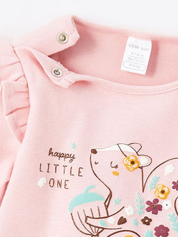 Bisiklet Yaka Uzun Kollu Bask?l? K?z Bebek Bluz ve Tayt 2li Tak?m