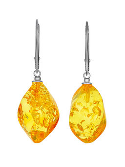 Серьги Алёнка из серебра и натурального янтаря лимонного цвета
