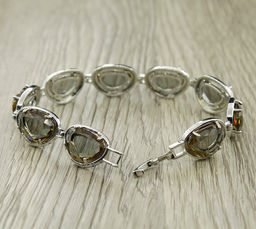 Султанит, браслет "Лаура", покрытие родий, 18см