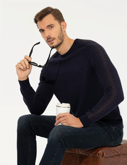 Lacivert Slim Fit Bisiklet Yaka Triko Kazak - Pierre cardin фото 3
