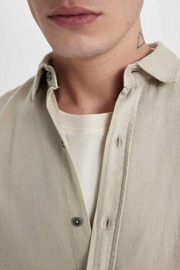 Рубашка из тенселя с длинным рукавом стандартного кроя - Defacto фото 6