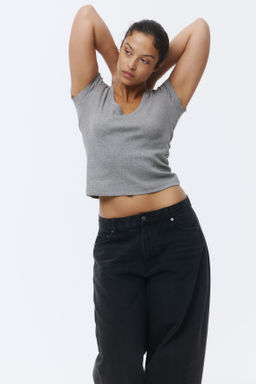 Camiseta acanalada con escote en U - H&m фото 6