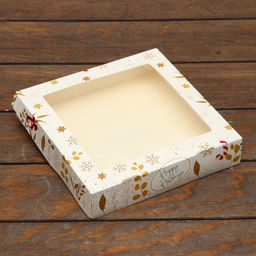 Цена за 20 шт. Коробка складная с окном Новогодняя 20 х 20 х 4 см - UPAK LAND фото 2