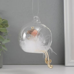 Фигурка - подвеска «Ангелочек-принцесса пушок в шарике», ёлочная игрушка, 9×8.5×8.5 см