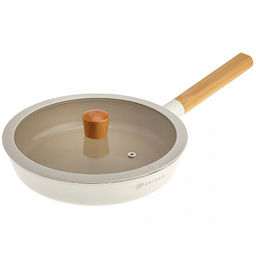 Zeidan Сковорода алюминиевая д26см, h5,5см, стеклянная крышка с силиконовым ободком и деревянной ручкой, внешнее жаропрочное антипригарное покрытие, внутреннее антипригарное покрытие Neogres, индукционное дно, силиконовые накладки, литая, подароч