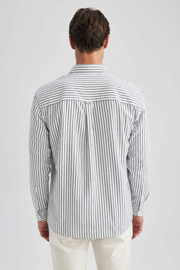 Оксфордская рубашка в полоску с длинным рукавом Relax Fit - Defacto фото 9