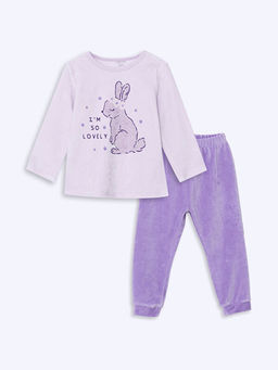 Bisiklet Yaka Bask?l? K?z ?ocuk Pijama Tak?m?