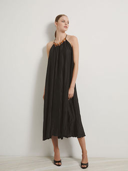 Halter Yaka Saten Kad?n Elbise