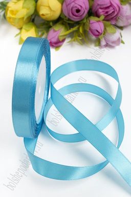Лента атласная 1,2 см*25 ярд (10 бобин) SF-1360, голубой №020