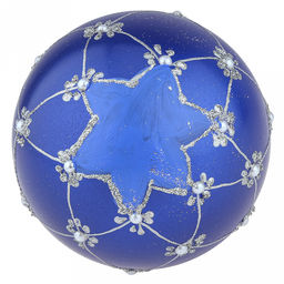 Елочная игрушка шар стеклянная д9,5см, синий металлик, ручная художественная роспись, подарочная упаковка (Россия) - Домашняя мода фото 4