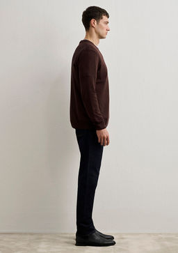 Bisiklet Yaka Kahverengi Kazak - Mavi фото 6