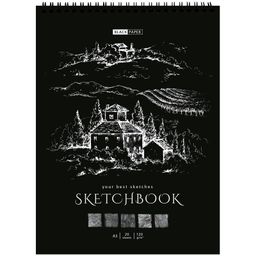 Скетчбук А5 20л., 120г/м, черная бумага, тв. обл на спир. "Black line. House" (SkA520_38361, ArtSpace)