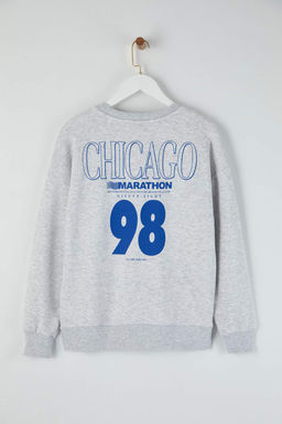 Teen Kar Melanj Ici Polarl? S?rt ve On Bask?l? Oversize/Genis Kesim Orme Sweatshirt TWOAW26SW00151 - Trendyolmilla фото 3