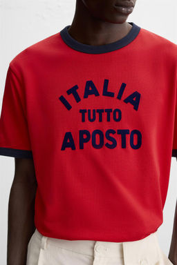 T-SHIRT WITH CONTRASTING RIBBED TRIMS - Zara фото 13