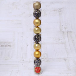 Ёлочные игрушки Авива, шары новогодние, d=6 см, набор 9 шт., золотистый - Зимнее волшебство фото 2