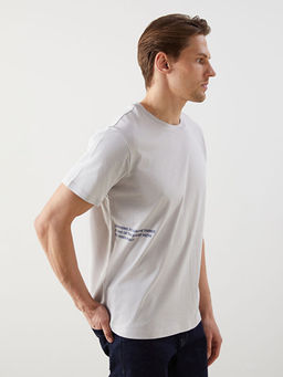 Bisiklet Yaka K?sa Kollu Bask?l? Penye Erkek Ti??rt