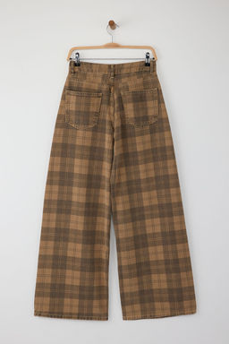 Teen Cok Renkli Normal Bel Ekose Desenli Wide Leg Jeans TWOAW26JE00024 - Trendyolmilla фото 7