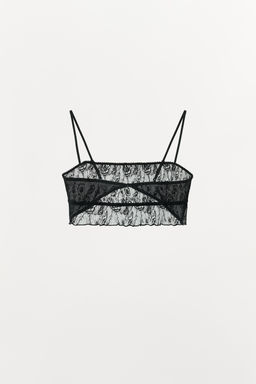 PLEATED LACE BRALETTE WITH EMBROIDERED FLOWERS - Zara фото 4
