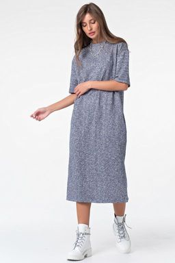 Платье миди из футера серый меланж - Fly фото 8