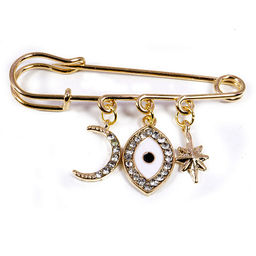 Булавка Глаз Фатимы и луна 6х5см сильнейший оберег от всех видов порчи и сглаза