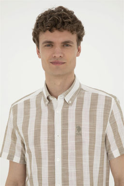 Мужская рубашка цвета хаки с коротким рукавом Неожиданная скидка в корзине - U.s. polo assn фото 2